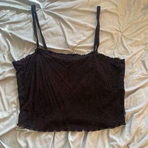 Women’s black ruffle tank top